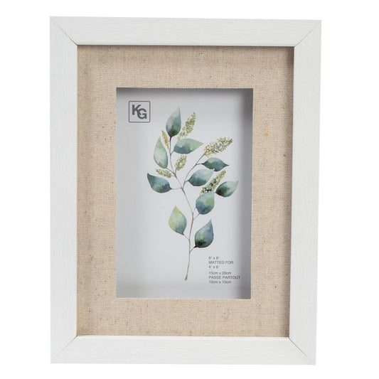 Jill Wood + Linen Frame White