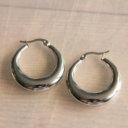 Creole Silver Wide Hoops