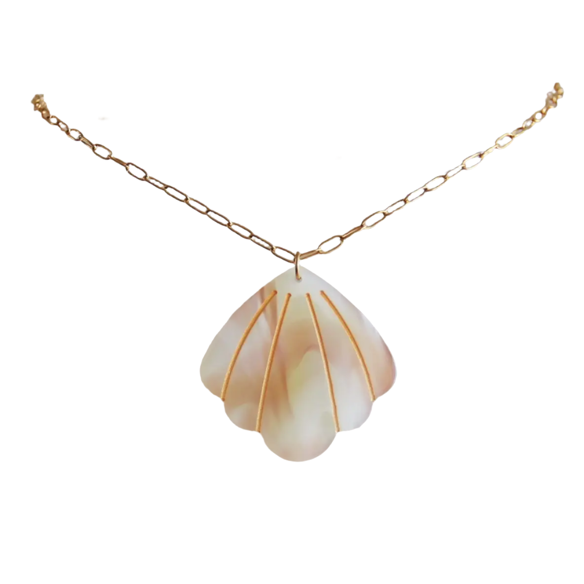 Paperclip Gold Necklace With Shell