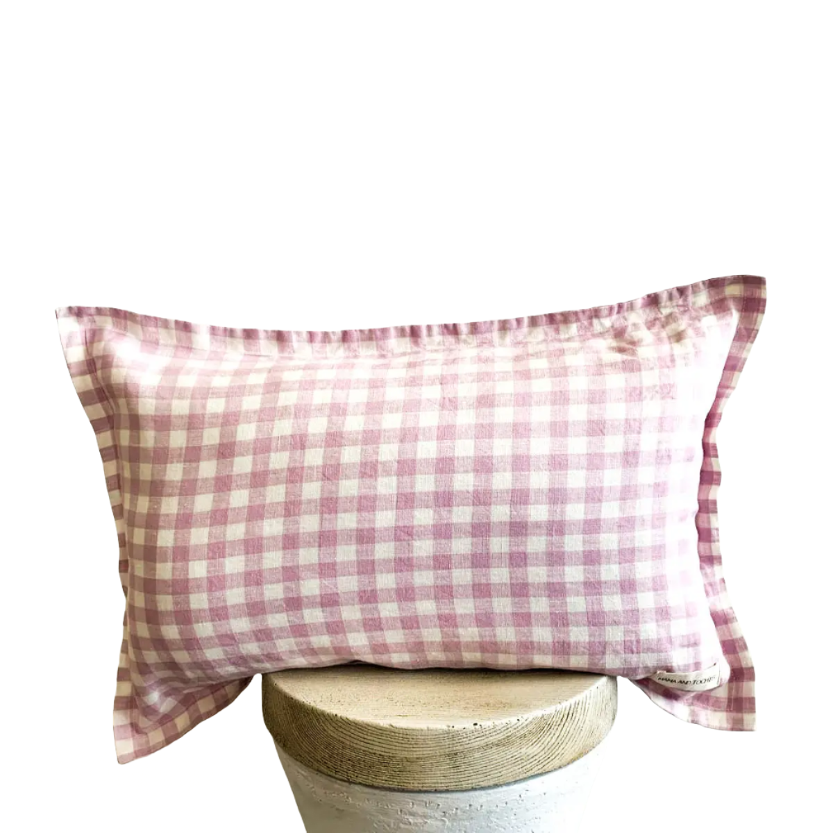 Flange Linen Lumbar Cushion Cover Lilac Gingham