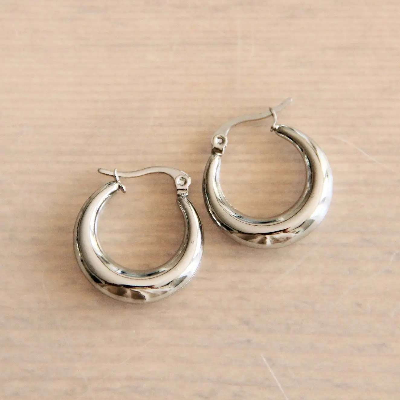 Creole Wide Silver Hoops Silver