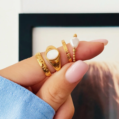 Gold Ring With Mother Of Pearl Stone