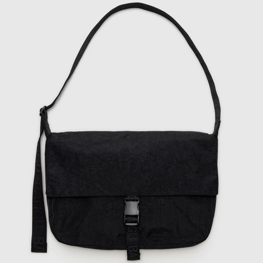 Nylon Messenger Bag Black