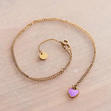 Fine Chain With Mini Lilac Heart Gold