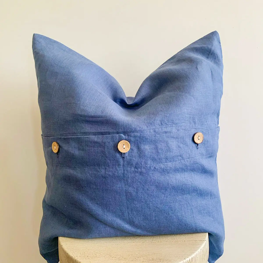 Linen Marine Blue Cushion Cover