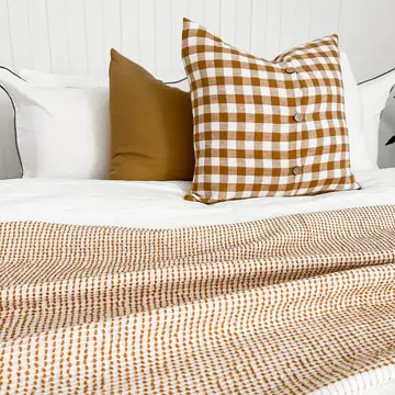 Linen Toffee Gingham Cushion Cover