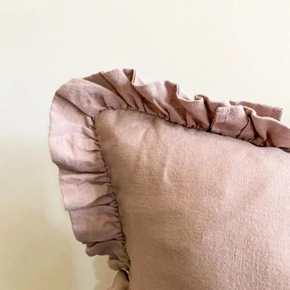 Ruffle Linen Lumbar Cushion Cover Lilac