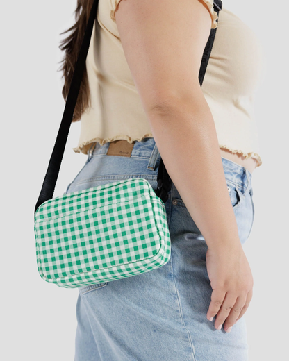 Baggu Camera Crossbody Gingham Green