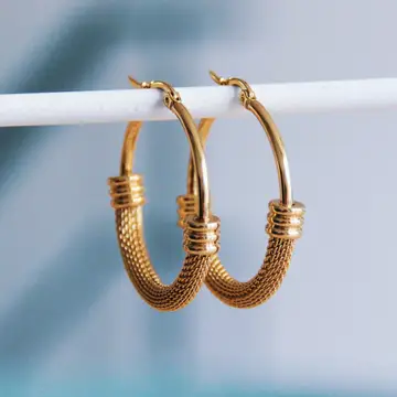 Gold Hoops With Decorative Bottom