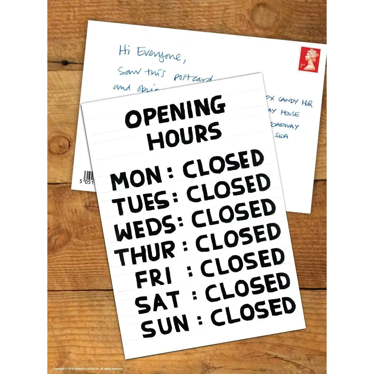 Opening Hours Postcard