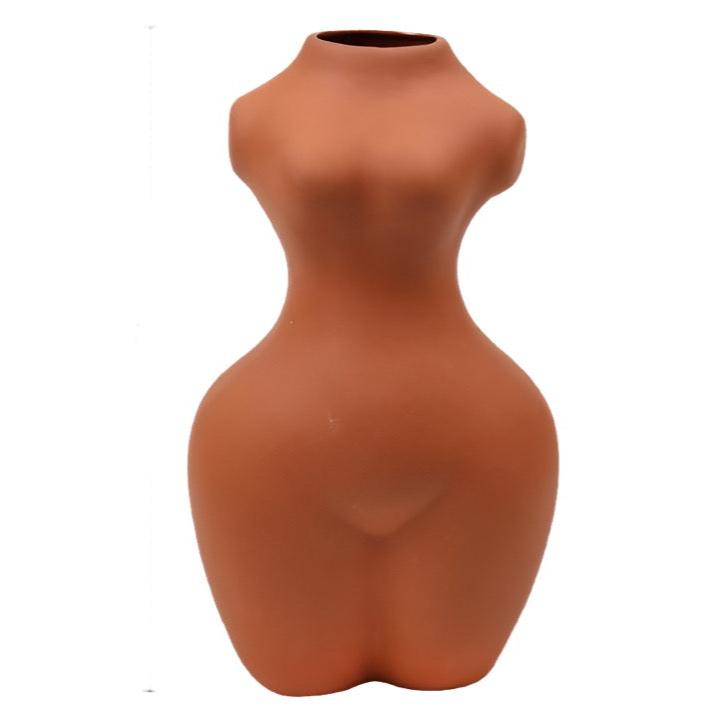 Terracotta Female Figure Vase