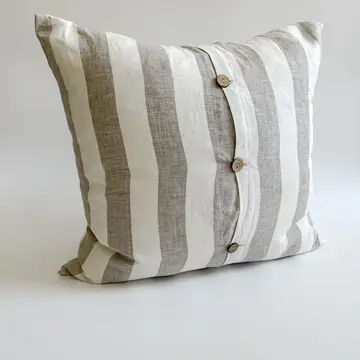 Linen Wide Natural Stripe Cushion Cover