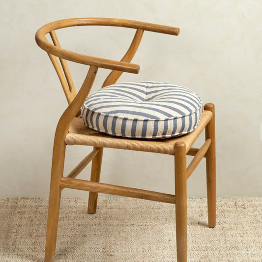 Awning Stripe Chair Cushion Round Sky - PABOOM