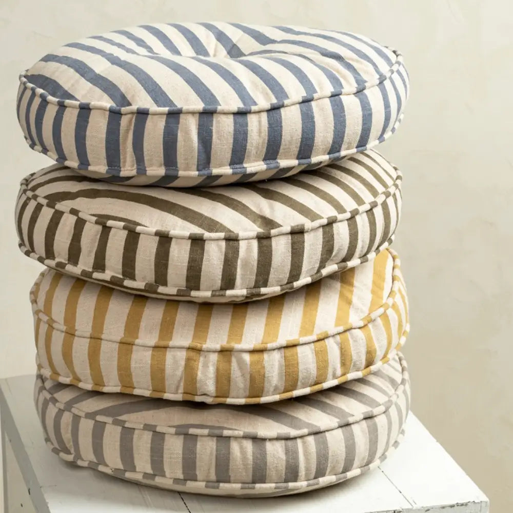 Awning  Stripe Chair Cushion Round Stone - PABOOM