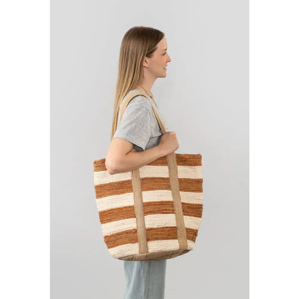 Beach Stripe Basket Tote - Sunflower
