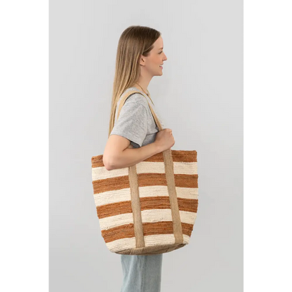 Beach Stripe Basket Tote - Sunflower