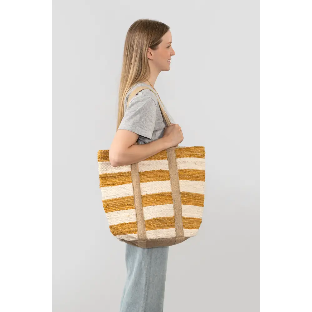 Beach Stripe Basket Tote - Sunflower
