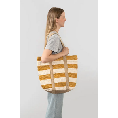 Beach Stripe Basket Tote - Sunflower