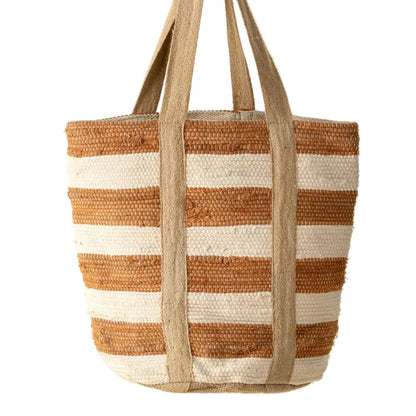 Beach Stripe Basket Tote - Sunflower