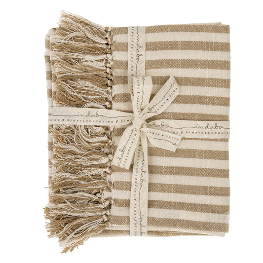 Indaba - Bengal Stripe Hammam Hand Towels S/2 Warm Sand