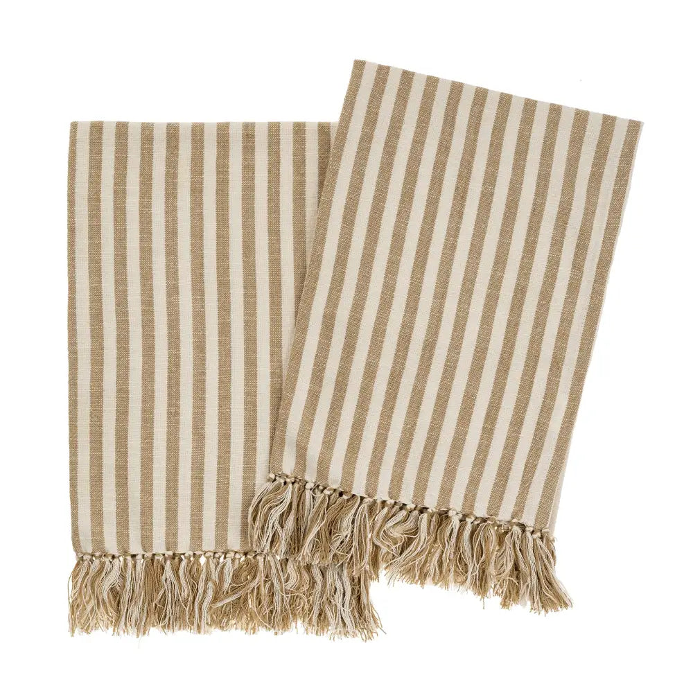 Indaba - Bengal Stripe Hammam Hand Towels S/2 Warm Sand