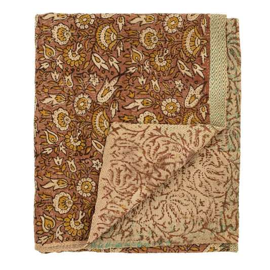Indaba - Block Printed Vintage Kantha Blanket Meadow 50x60”