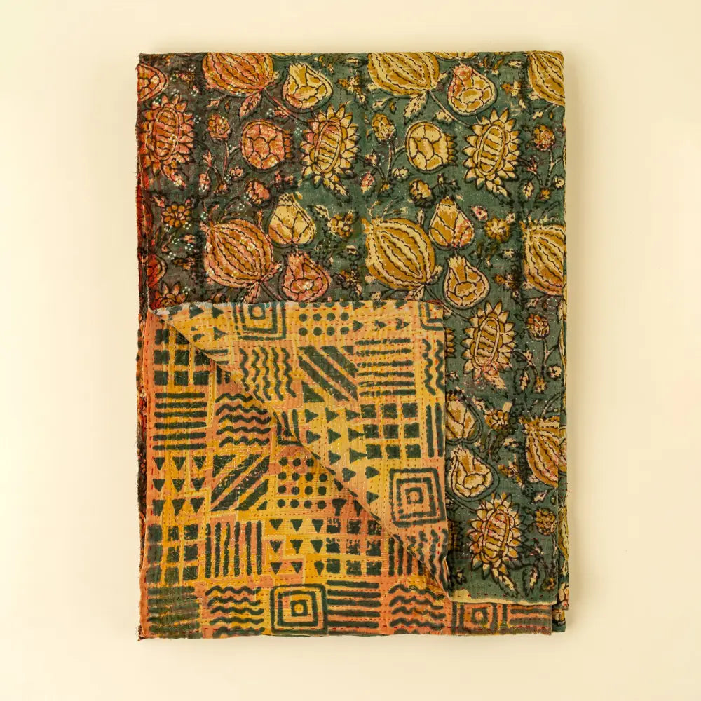 Indaba - Block Printed Vintage Kantha Blanket Pomegranate 50x60”