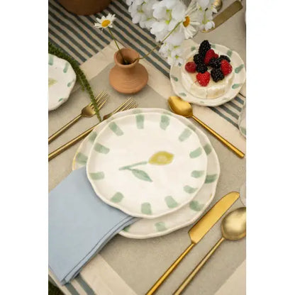 Calla Cotton Napkins Set - Tea Green