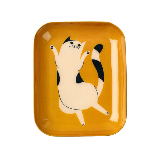 Indaba - Dancing Cat Decorative Enameled Tray