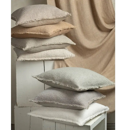 Fringed Boucle Pillow - Taupe