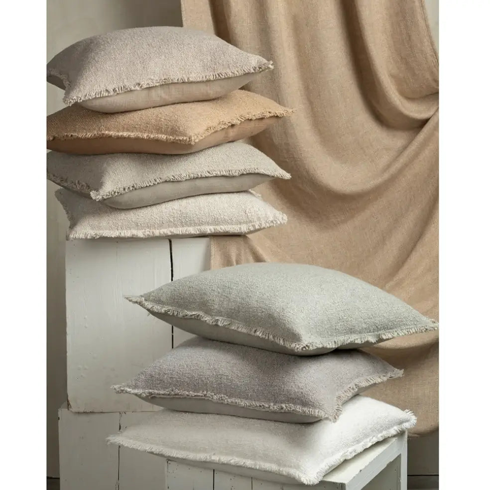 Fringed Boucle Pillow - Light Sand
