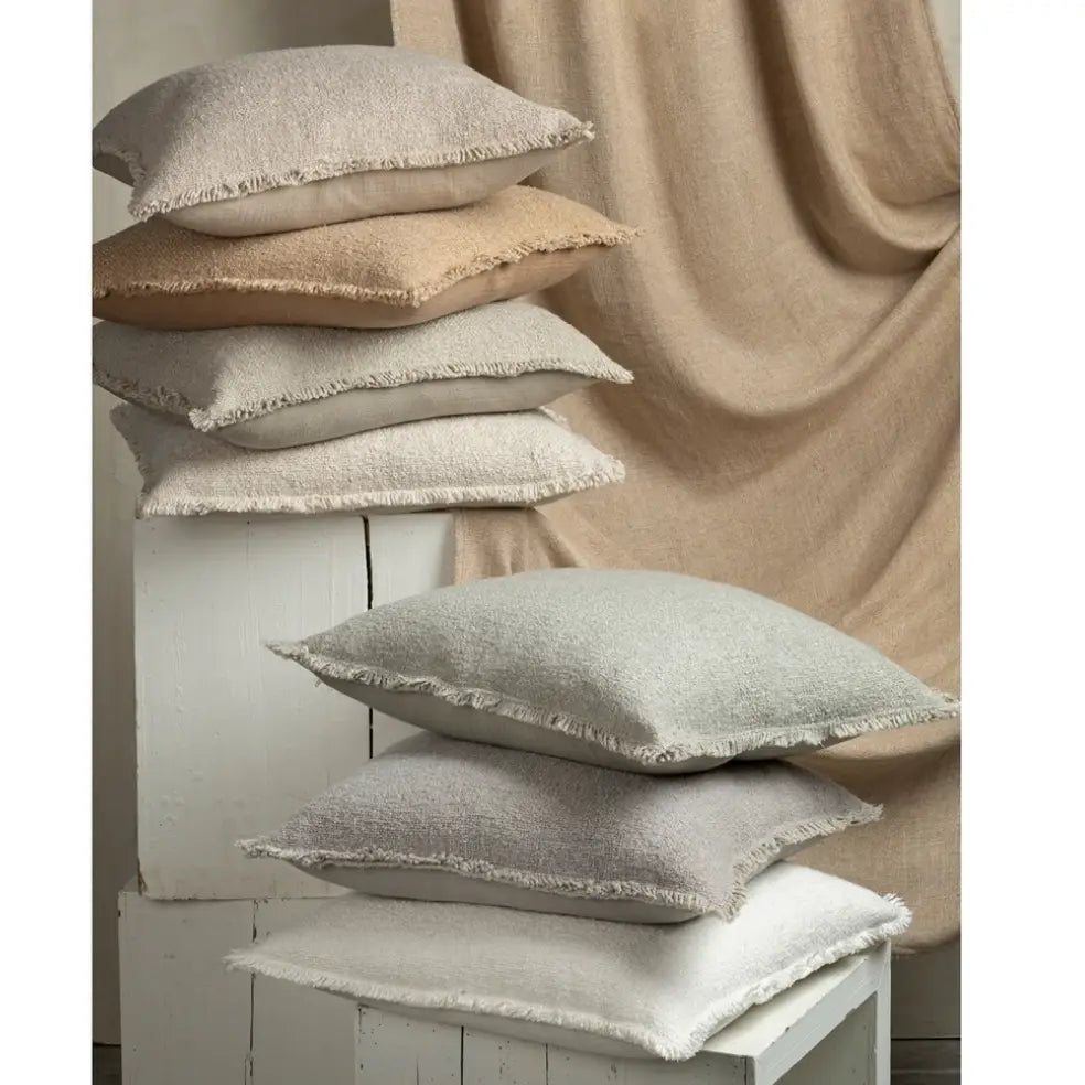 Fringed Boucle Pillow - Light Sand