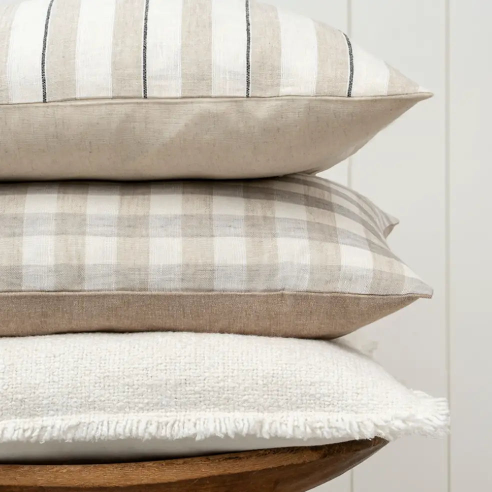 Fringed Boucle Pillow - Taupe