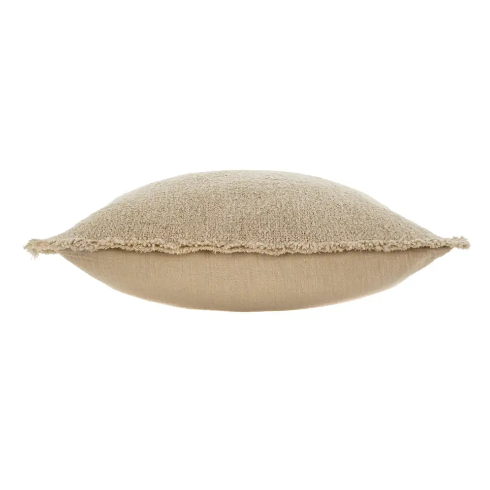Fringed Boucle Pillow - Warm Sand