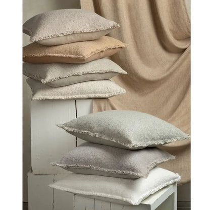 Fringed Boucle Pillow - Taupe