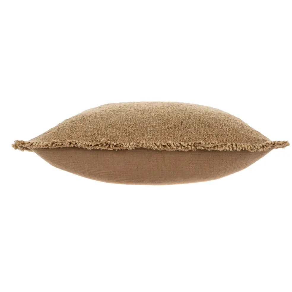 Fringed Boucle Pillow - Taupe