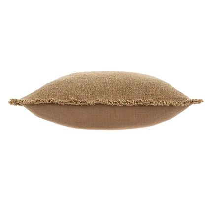 Fringed Boucle Pillow - Taupe