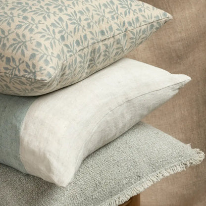 Fringed Boucle Pillow - Sage Grey