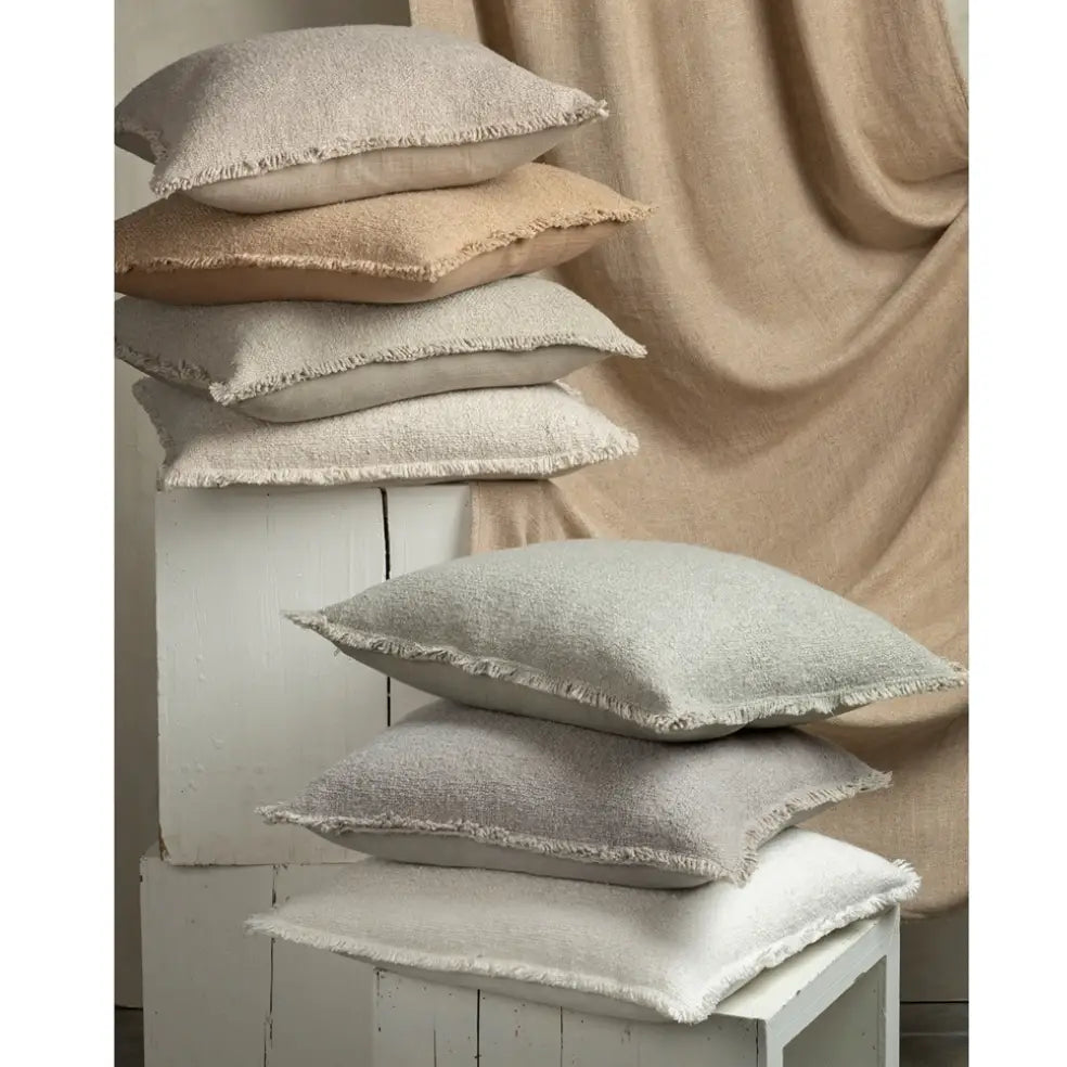 Fringed Boucle Pillow - Light Sand