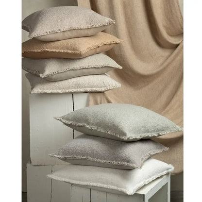 Fringed Boucle Pillow - Taupe