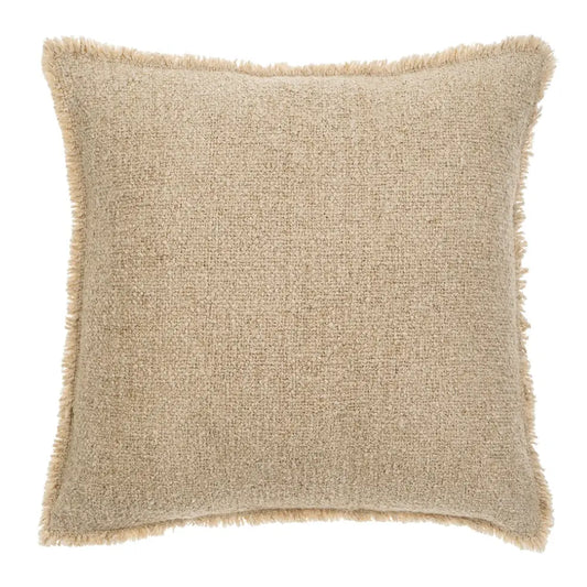 Fringed Boucle Pillow - Light Sand