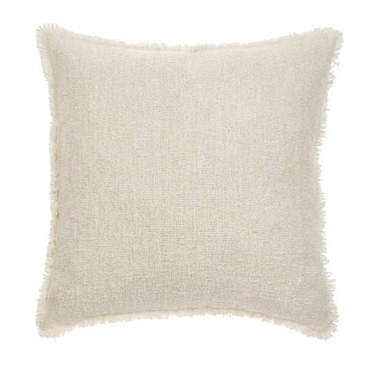 Fringed Boucle Pillow - Off White