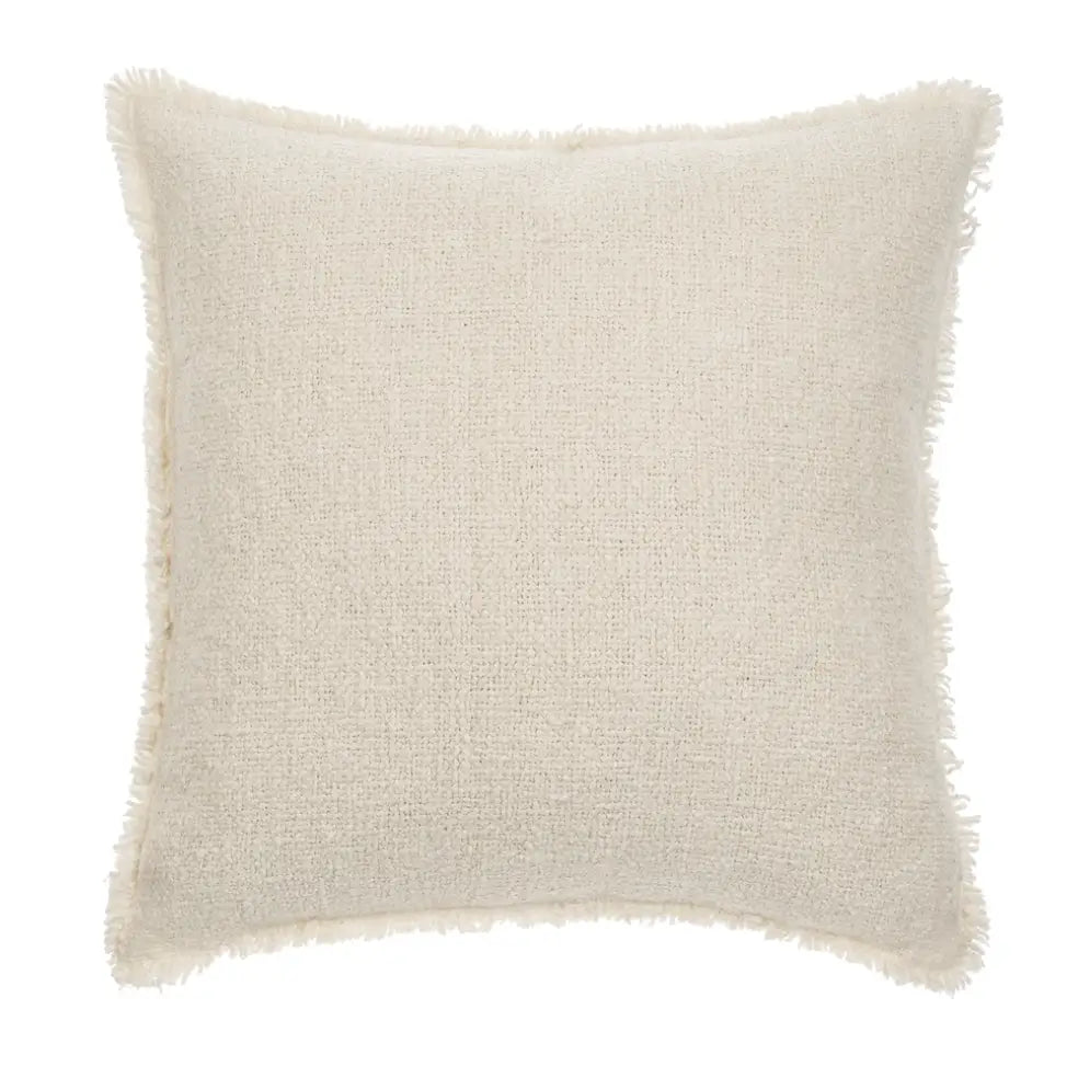 Fringed Boucle Pillow - Sage Grey