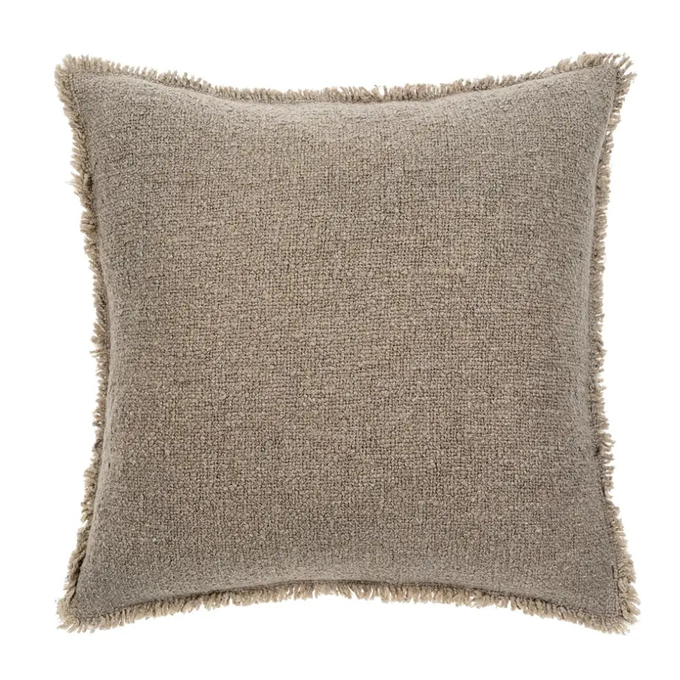 Fringed Boucle Pillow - Sage Grey