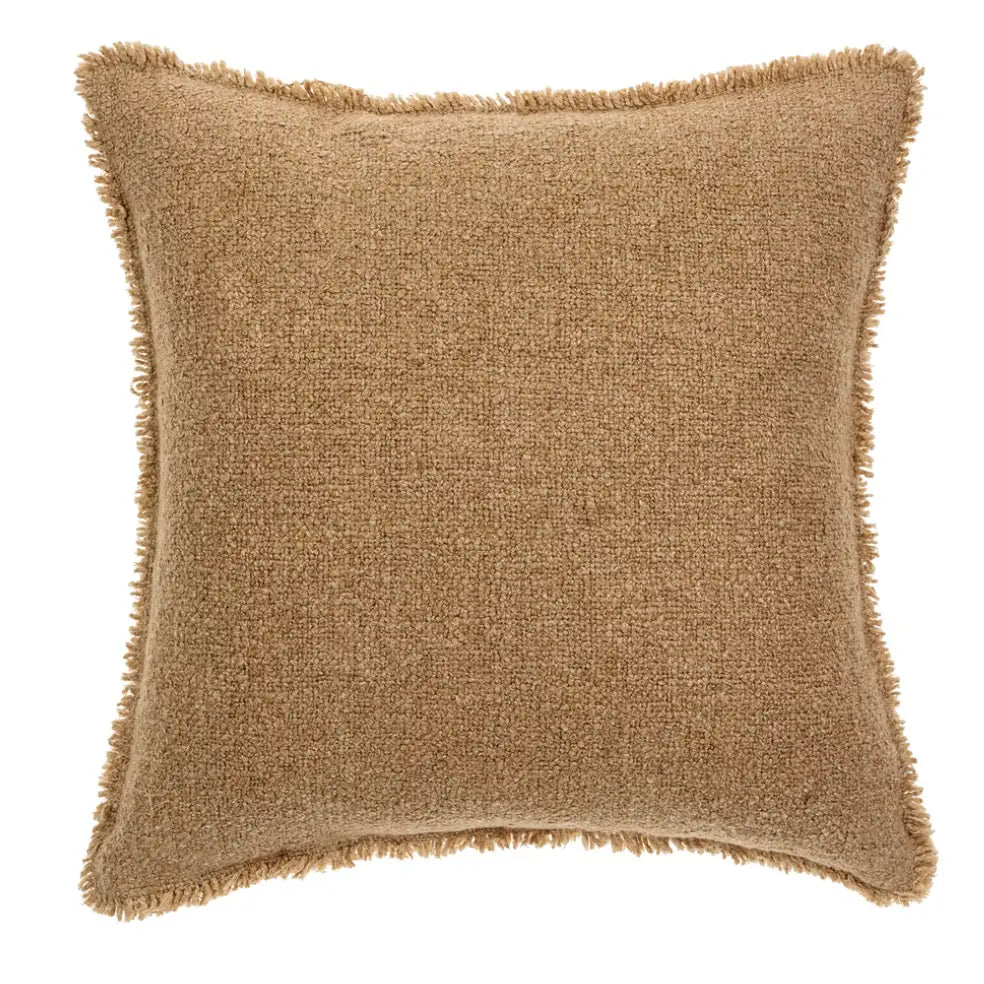 Fringed Boucle Pillow - Light Sand