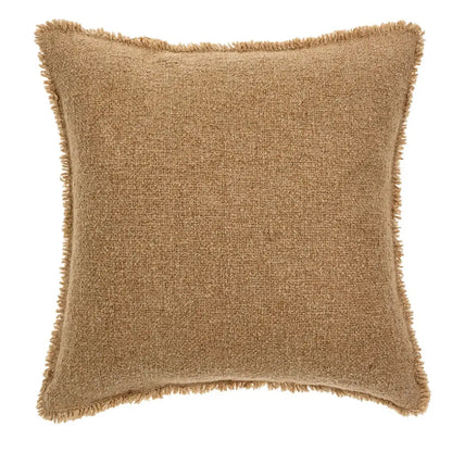 Fringed Boucle Pillow - Taupe