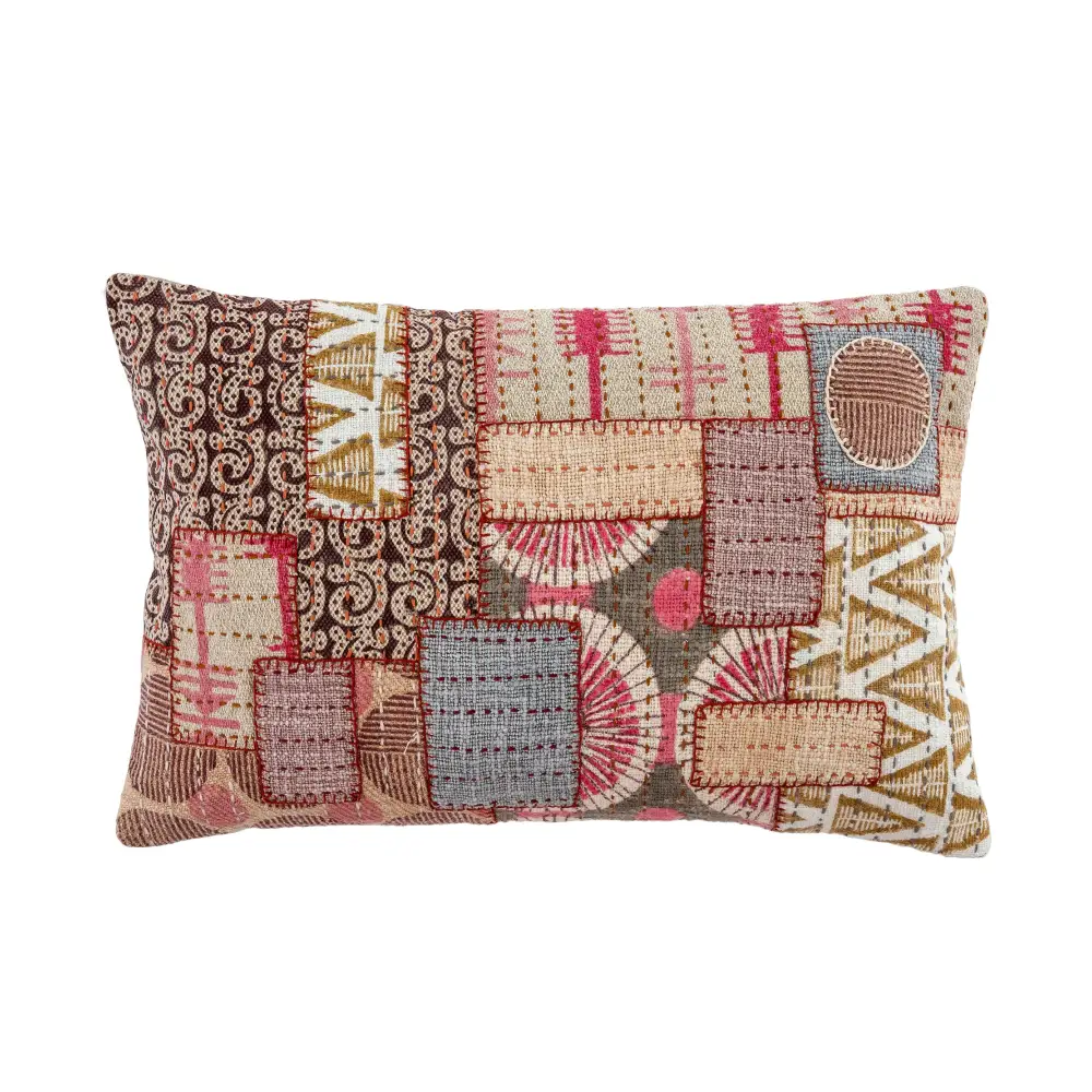 Indaba - Kantha Patchwork Pillow Burgundy