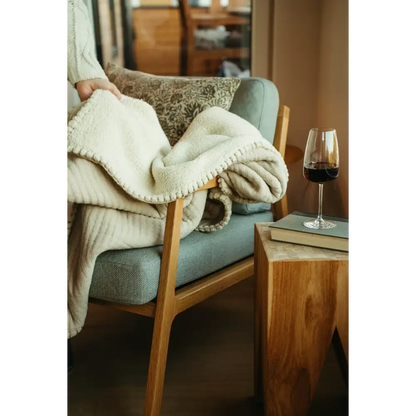 Kantha-Stitch Sherpa Throw Natural - PABOOM