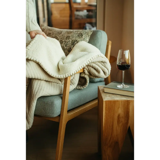 Kantha-Stitch Sherpa Throw Natural - PABOOM