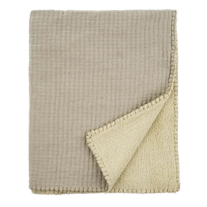 Indaba - Kantha Stitch Sherpa Throw Stone